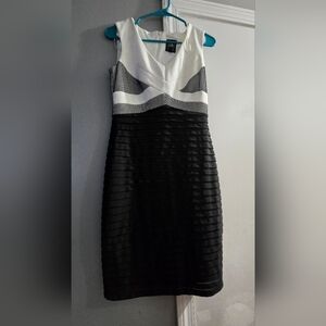 Jax Black and White Textured Midi Dress